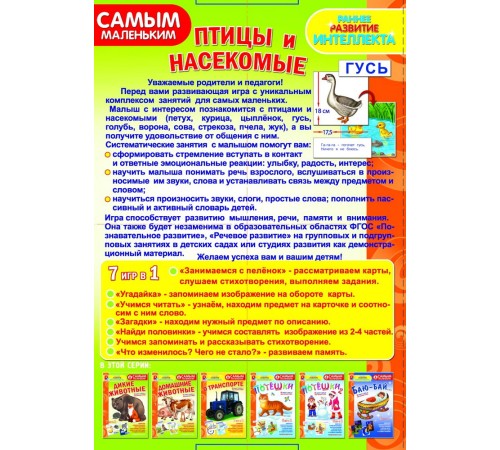 Птицы и насекомые — развивающая игра 7 в 1